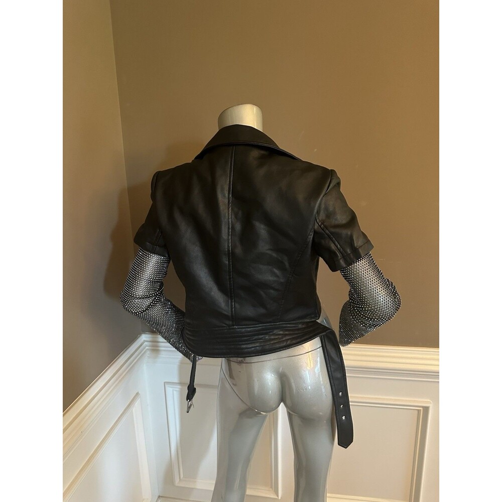 AZALEA WANG RHINESTONE BLING CROP MOTO JACKET SZ LARGE  NWT - Picture 5 of 5